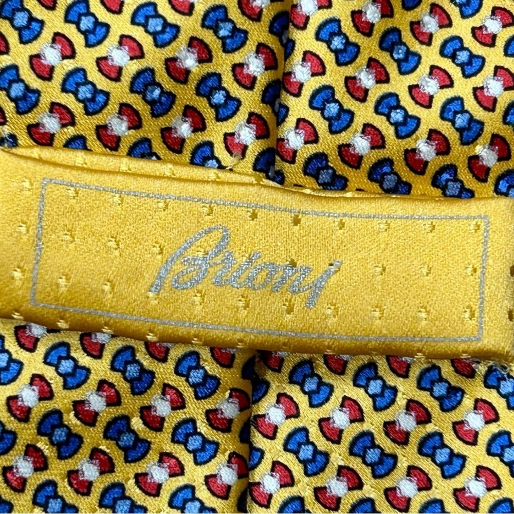 Brioni Yellow Patterned Silk Tie – Hand Made in Italy - Picture 4 of 5